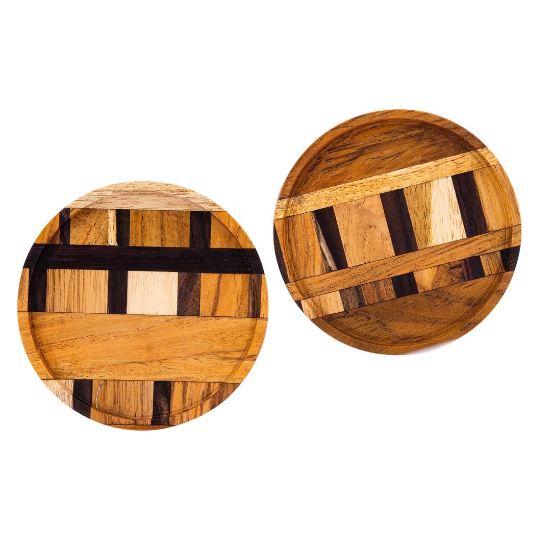 Sous-verres en bois massif surcyclé – Set de 2