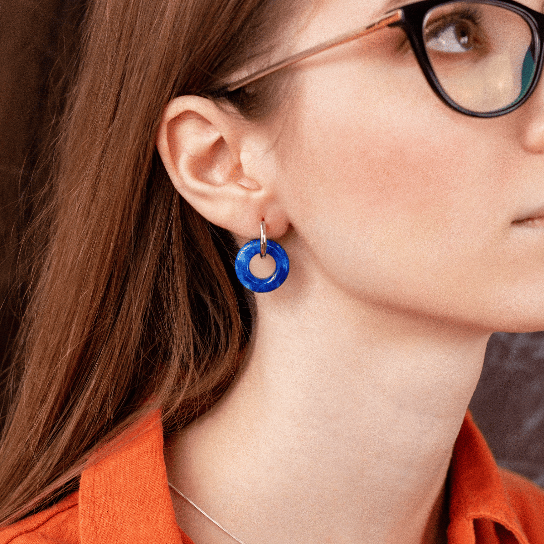 Creolen aus recyceltem Kunststoff – blau