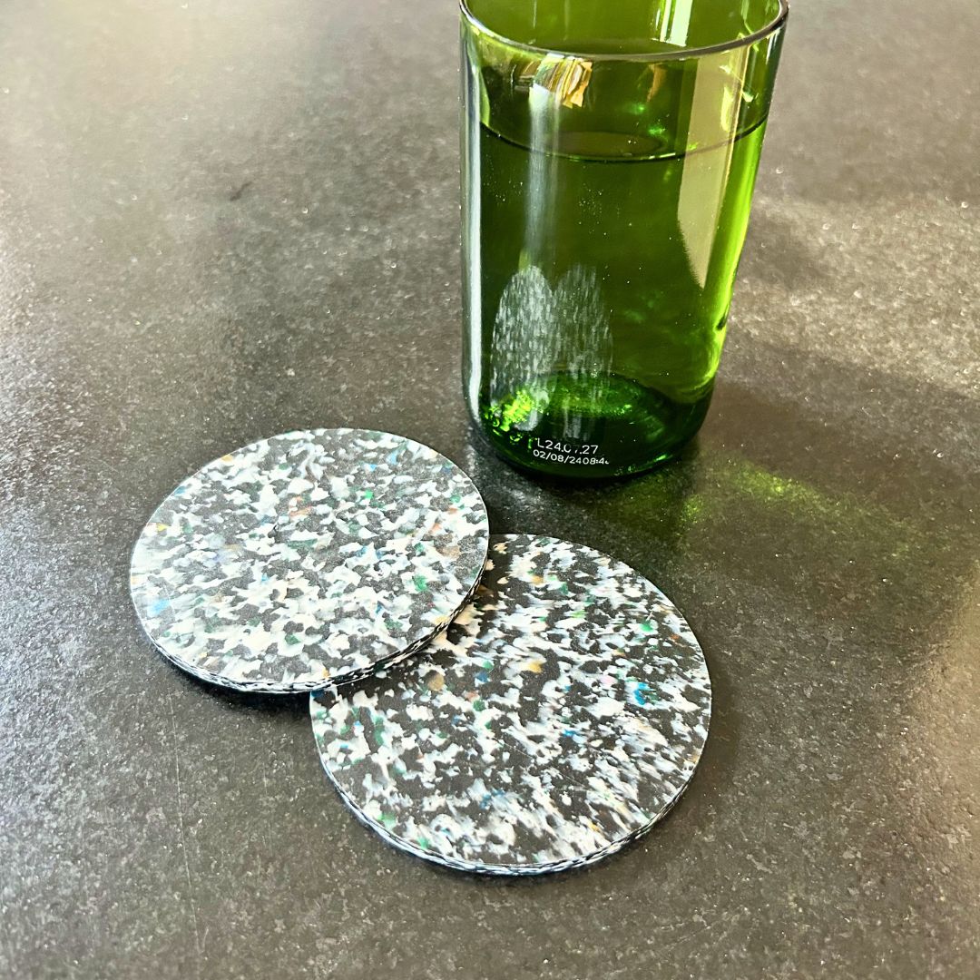 Sous-verres en plastique recyclé – Set de 2 - Noir & blanc