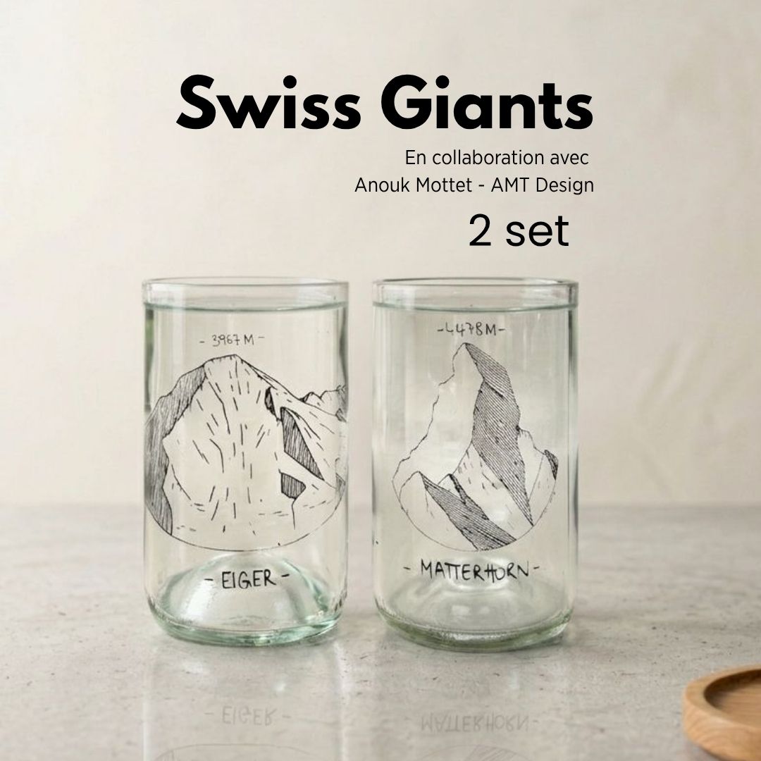 Swiss Giats - Set of 2 recycled glasses