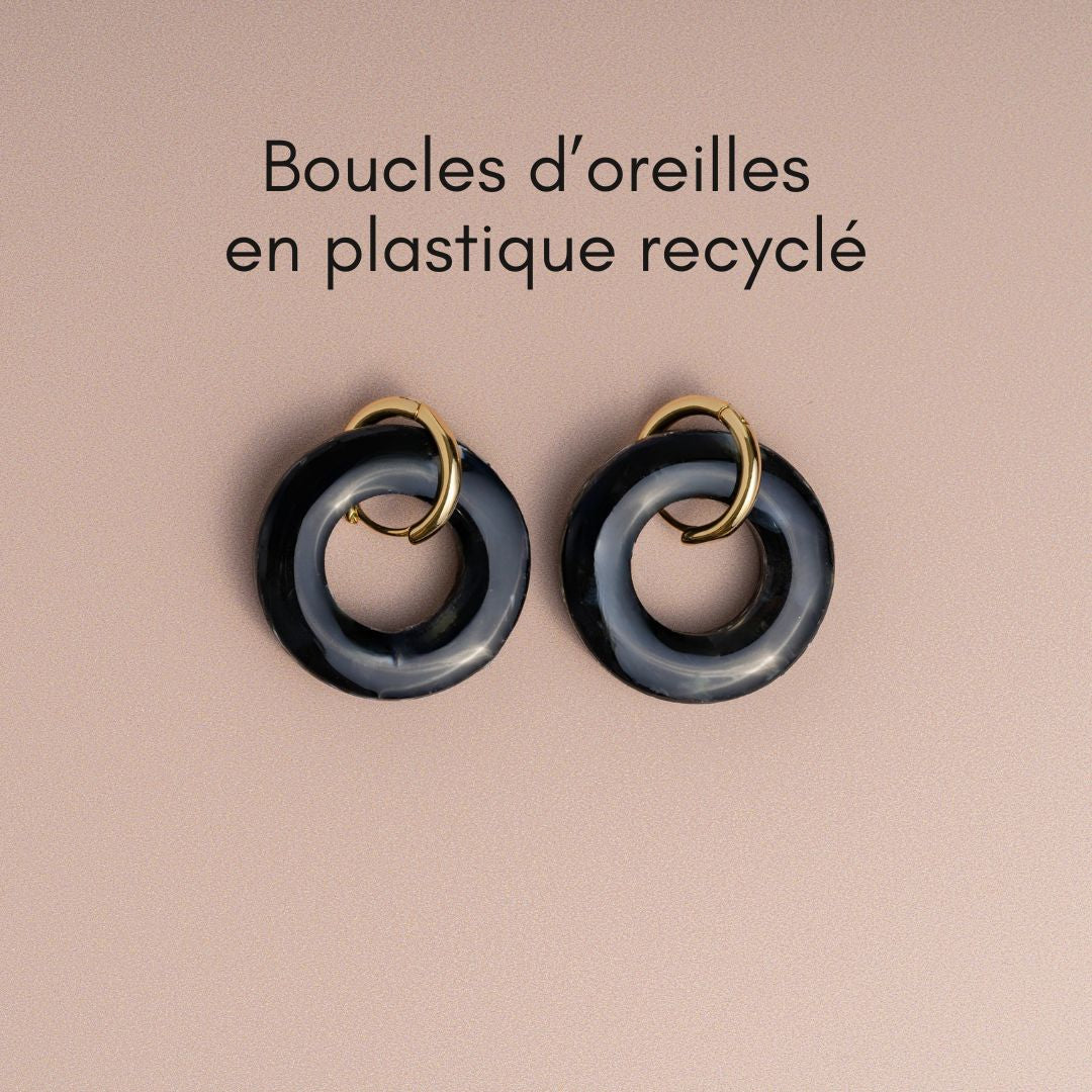 Creolen aus recyceltem Kunststoff – schwarz