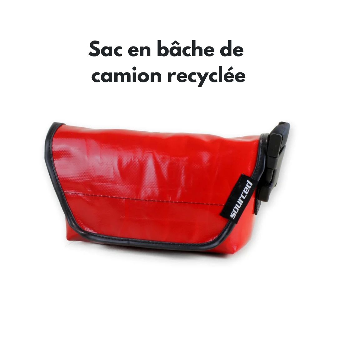 recycled truck tarp bags Red Recycled Truck Tarp Handbag – 3-Way Convertible Bag – Glask