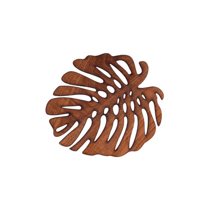 Sous-verres Monstera en bois de teck surcyclé – Set de 2