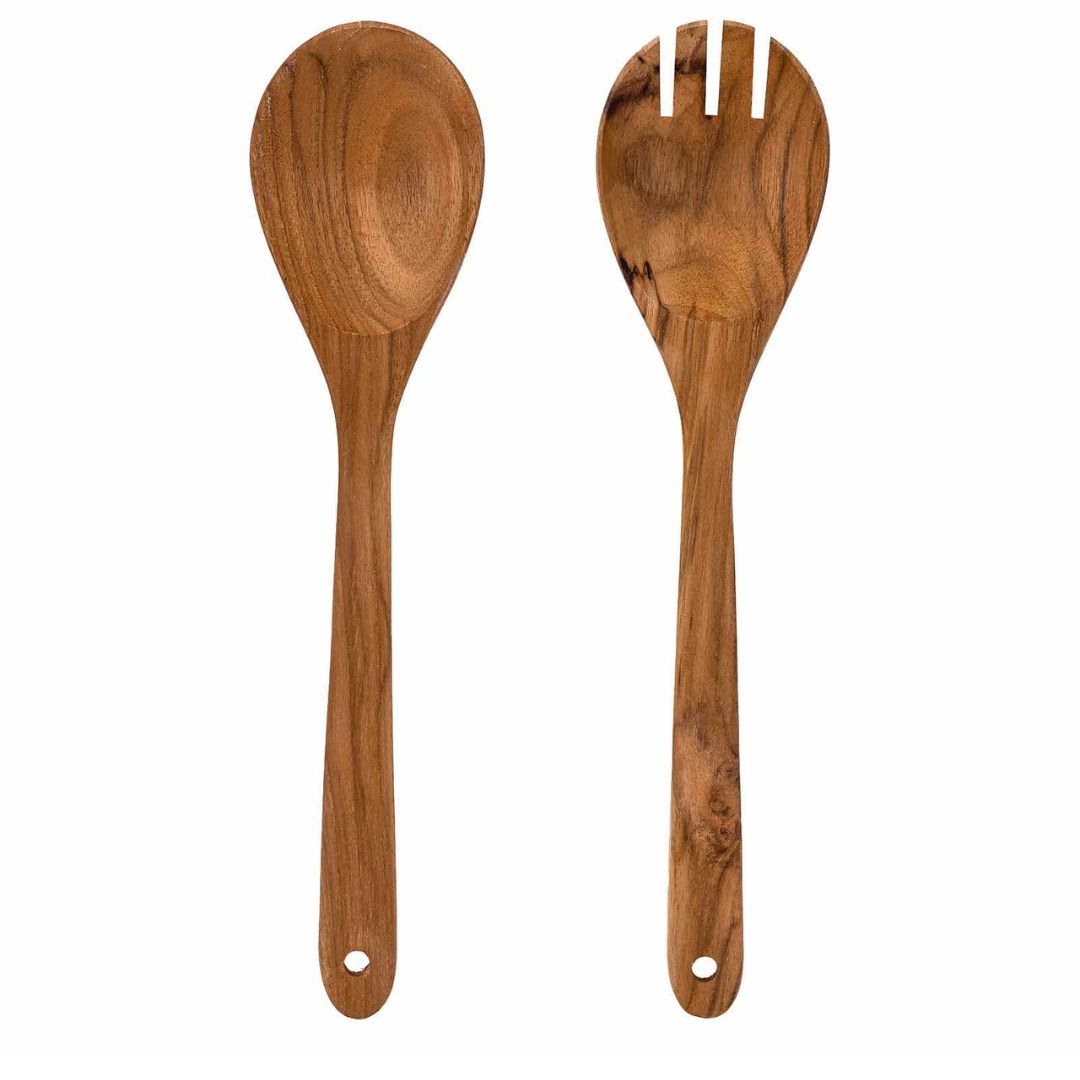 Couverts à salade en bois de teck surcyclé