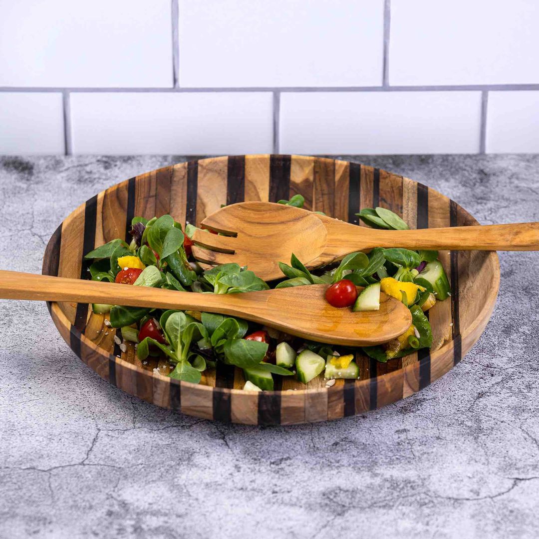 Couverts à salade en bois de teck surcyclé