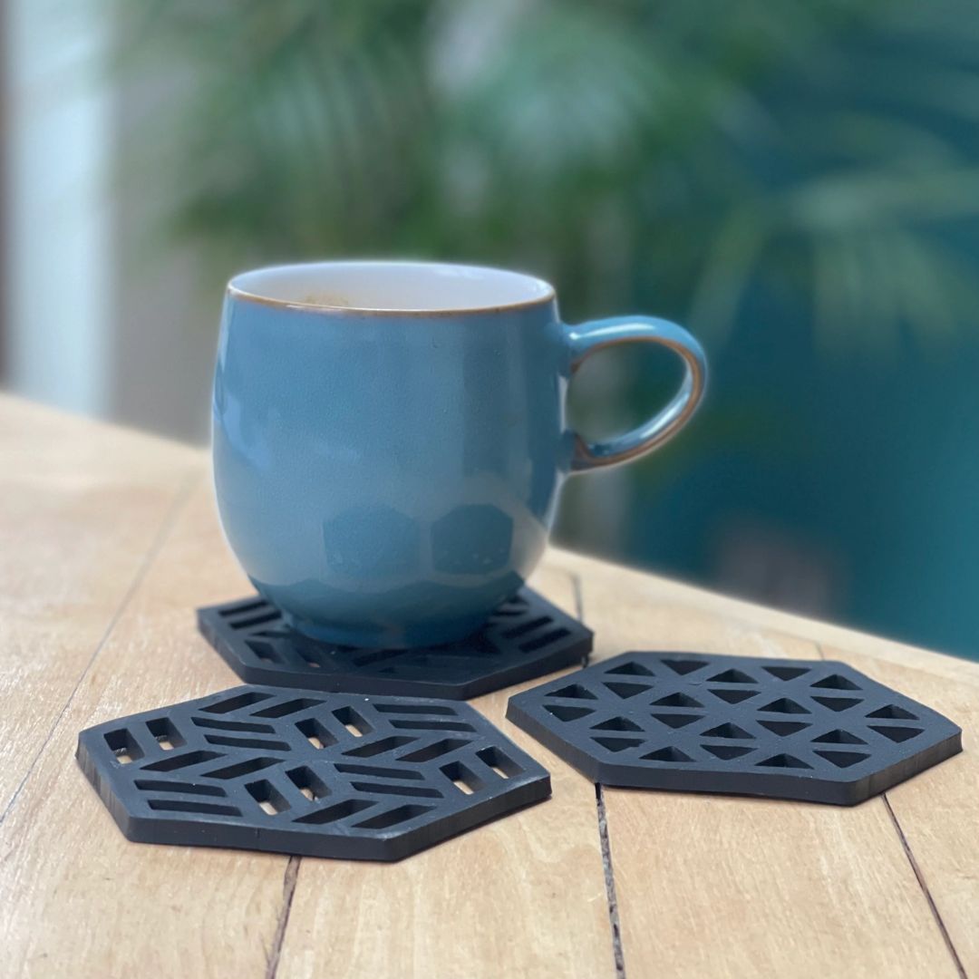 Sous-verres Zeta en caoutchouc recyclé – Set de 2