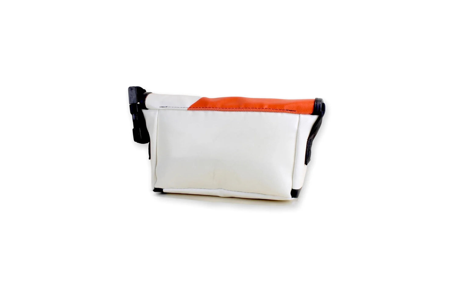 recycled truck tarp bags White and Orange Recycled Truck Tarp Handbag – 3-Way Convertible Bag – Glask