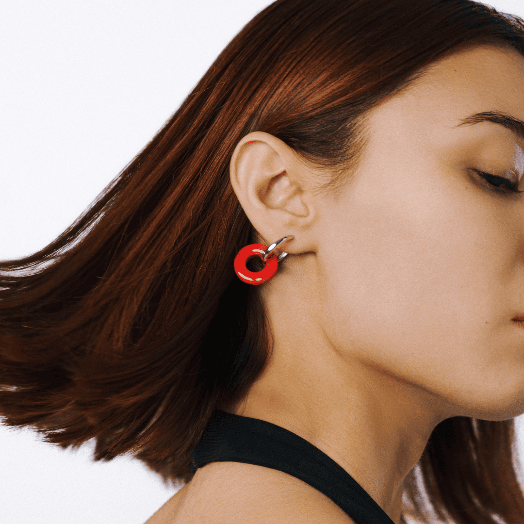 Creolen aus recyceltem Kunststoff – rot