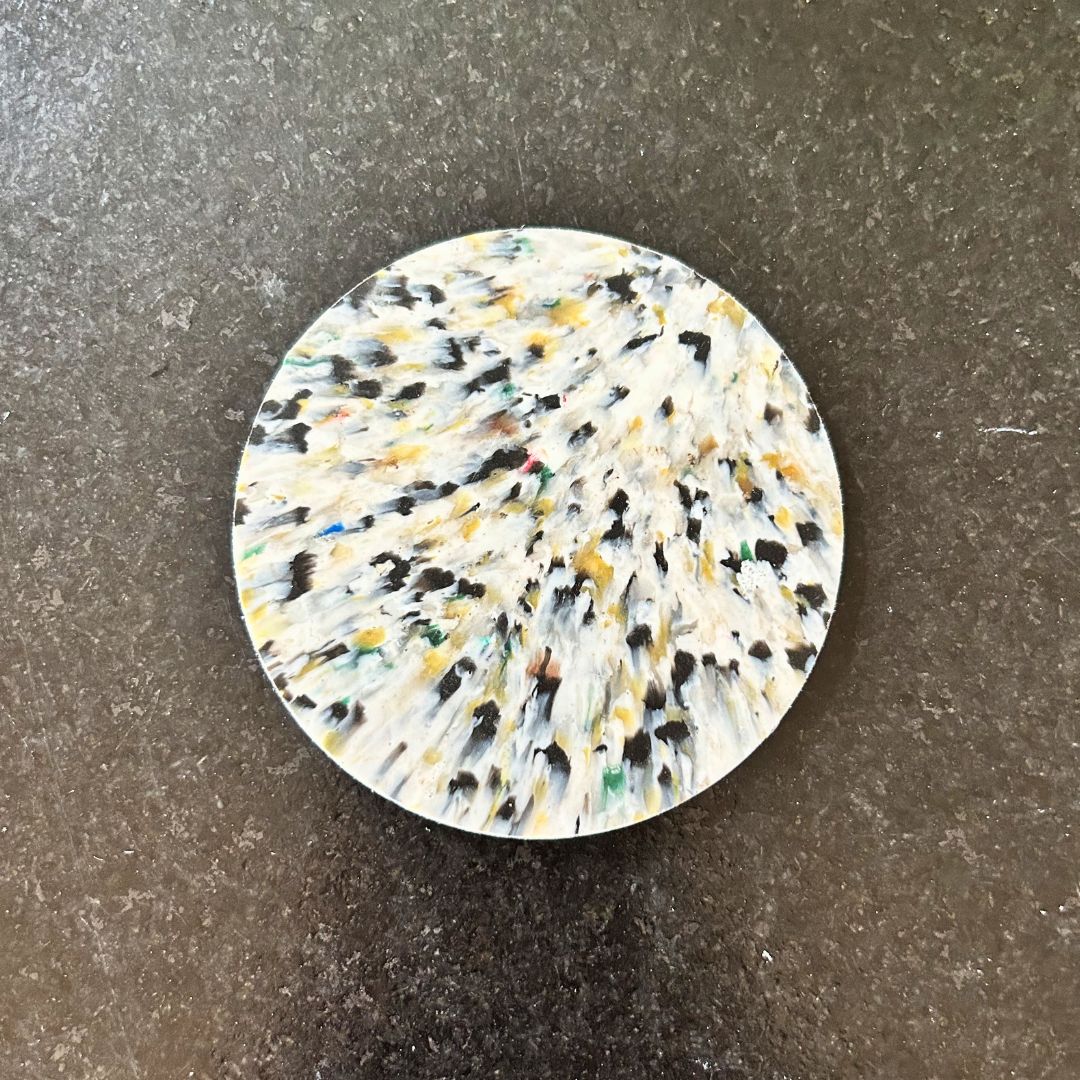 Recycled plastic coasters – Set of 2 — White, black &amp; gold