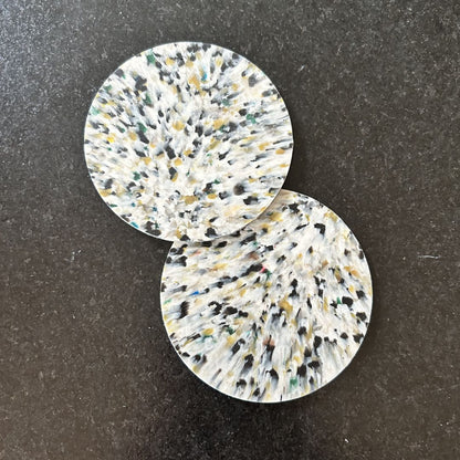 Recycled plastic coasters – Set of 2 — White, black &amp; gold