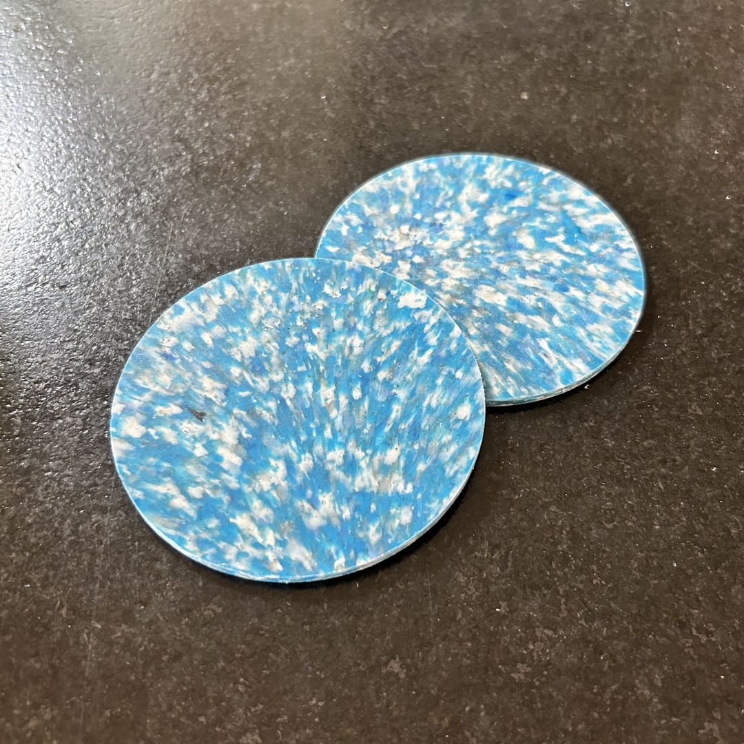 Sous-verres en plastique recyclé – Set de 2 - Bleu clair &amp; blanc