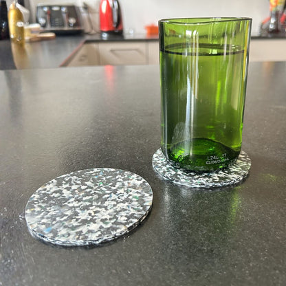 Sous-verres en plastique recyclé – Set de 2 - Noir &amp; blanc
