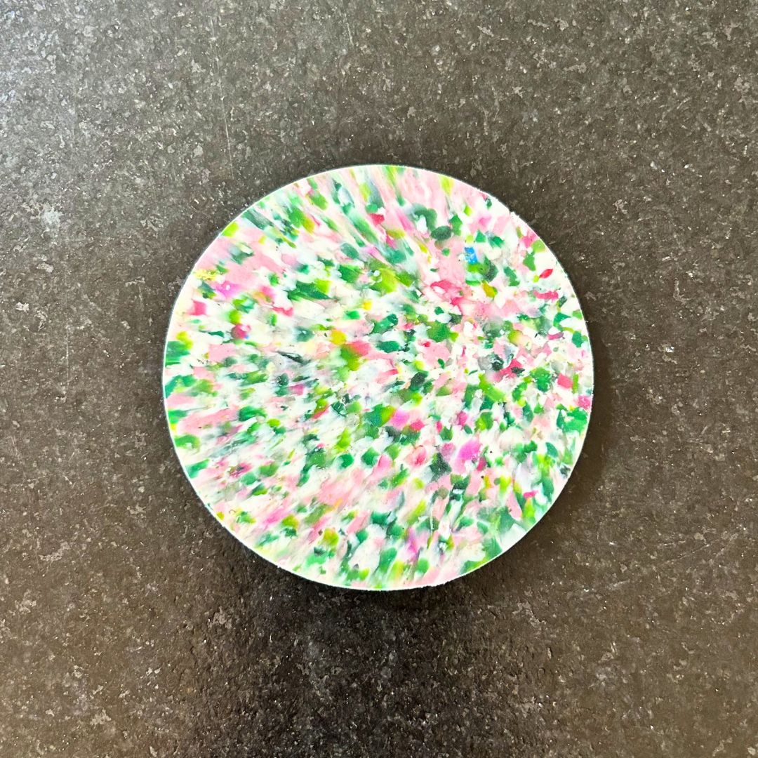 Sous-verres en plastique recyclé – Set de 4 - Vert &amp; rose