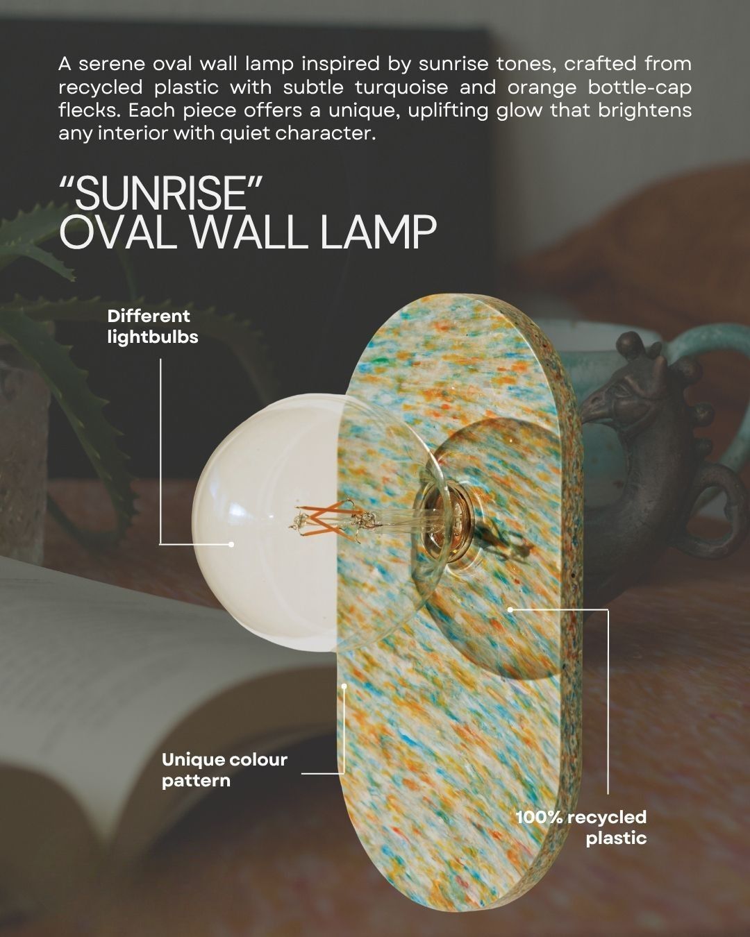 Lampe murale en plastique recyclé Oval