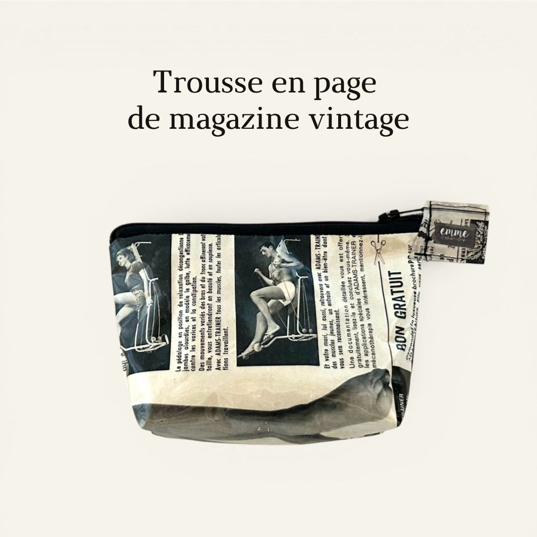 Kleine Kosmetiktasche aus Vintage-Magazinseite – Frau