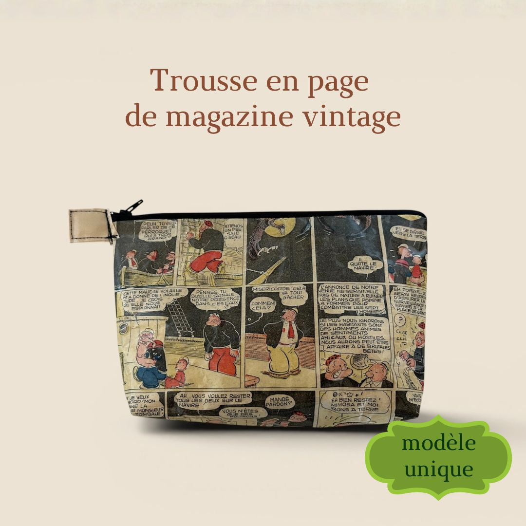Kosmetiktasche aus Vintage-Magazinseite – Popeye