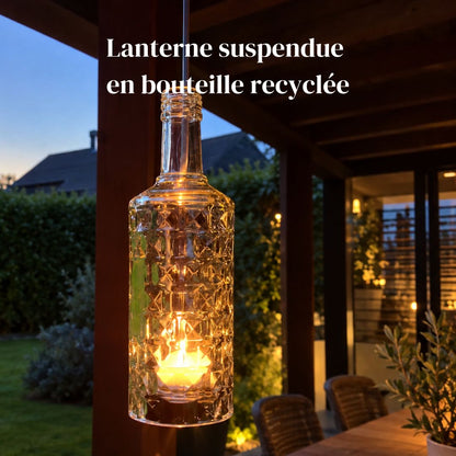 Lanterne suspendue en bouteille recyclée
