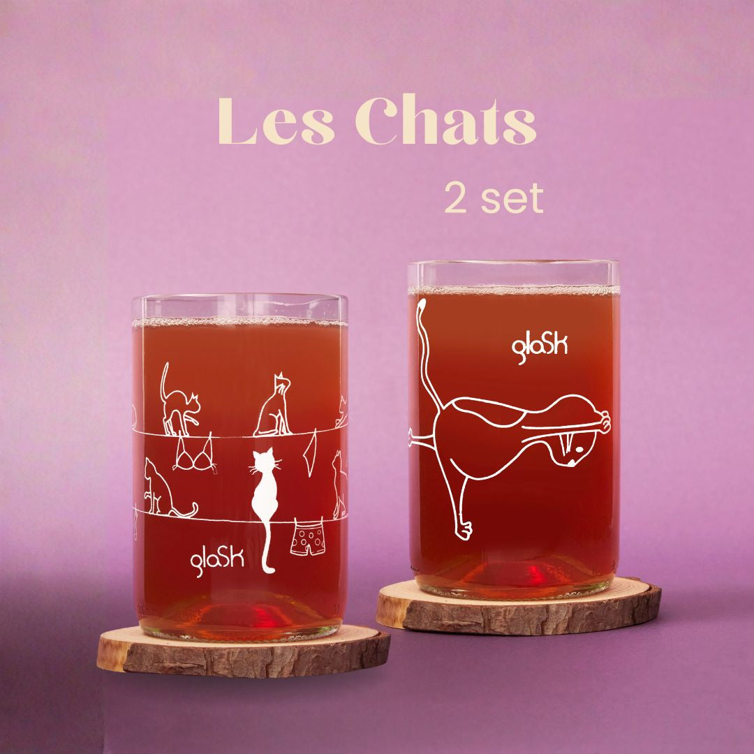 Les chats - Set de 2 verres