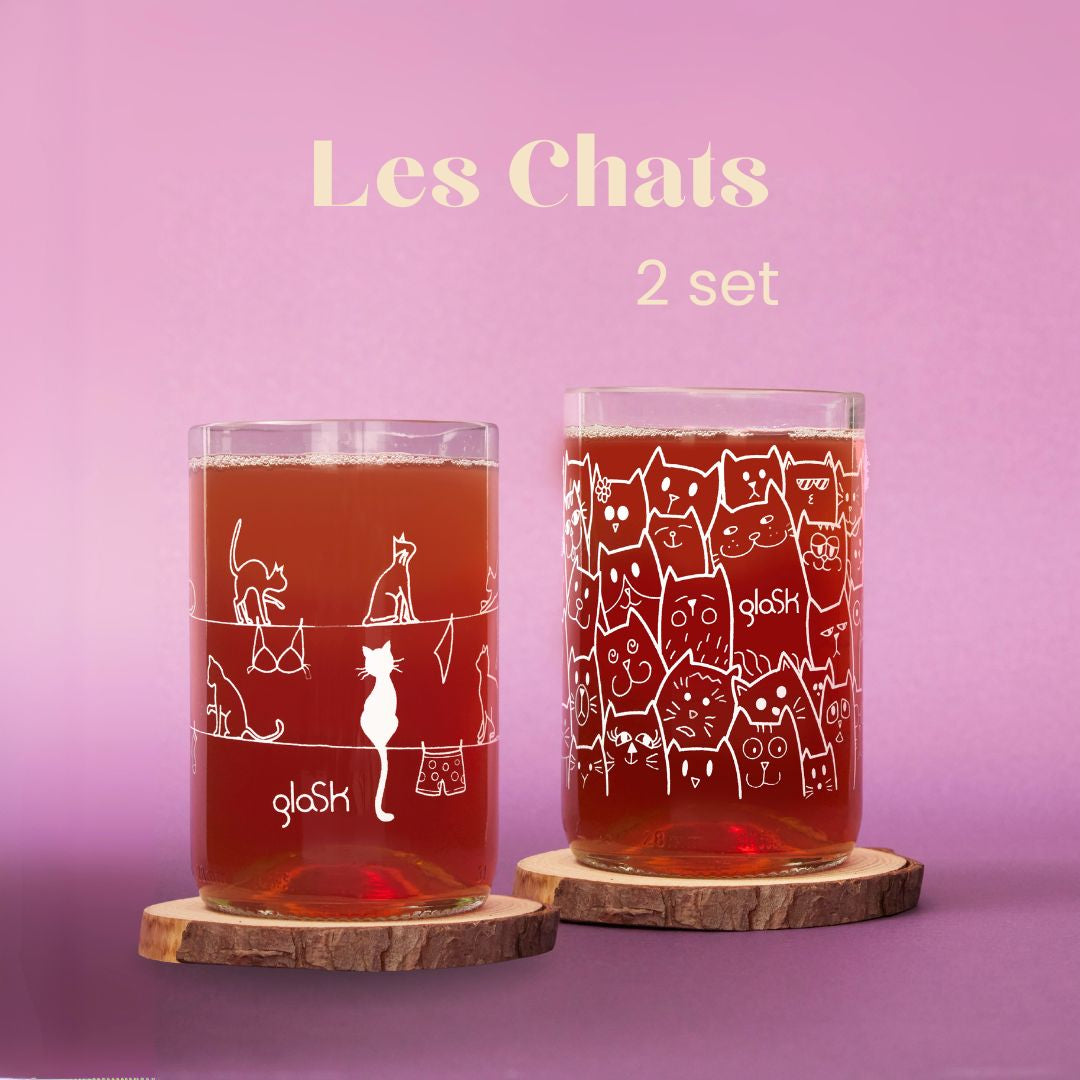 The cats - Set of 2 glasses