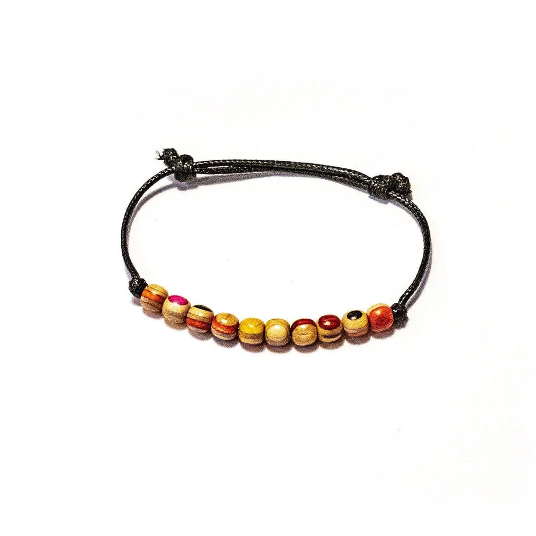 Minimal Recycled Skateboard Bracelet – Handmade Wood Bead Bracelet