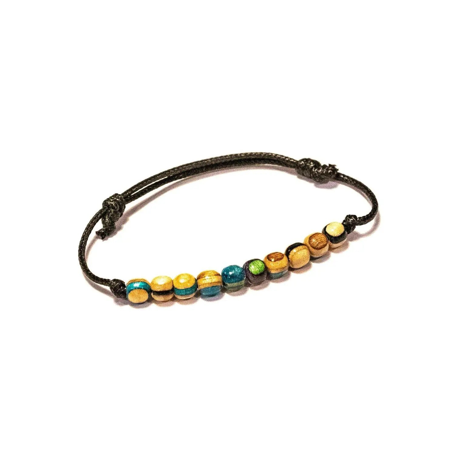 Minimal-Armband aus recyceltem Skateboard – Holzperlen-Armband