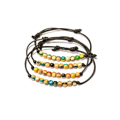 Minimal-Armband aus recyceltem Skateboard – Holzperlen-Armband