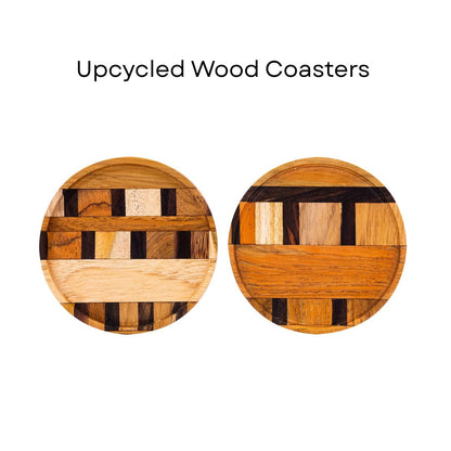 Sous-verres en bois massif surcyclé – Set de 2