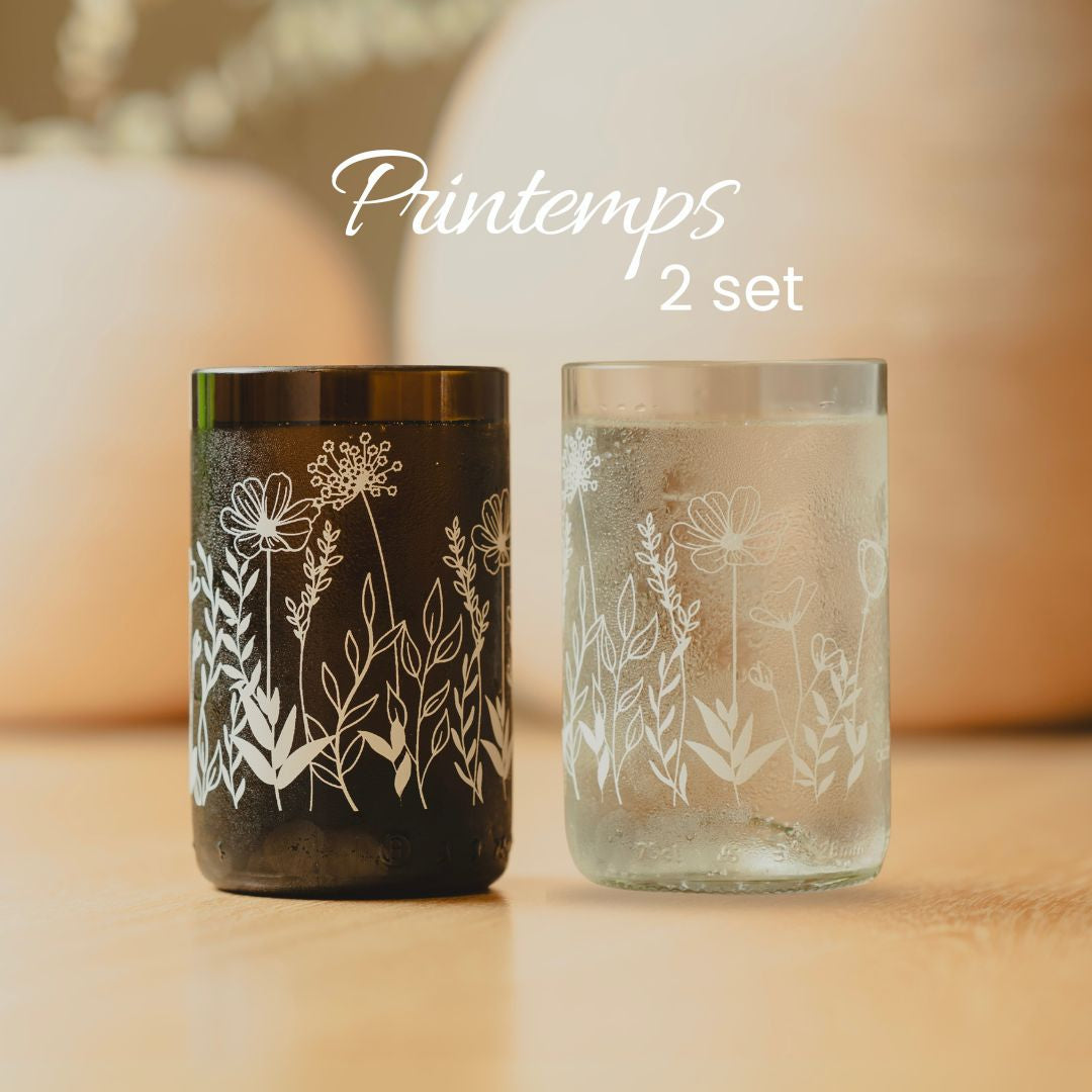 Spring - Set of 2 recycled glasses
