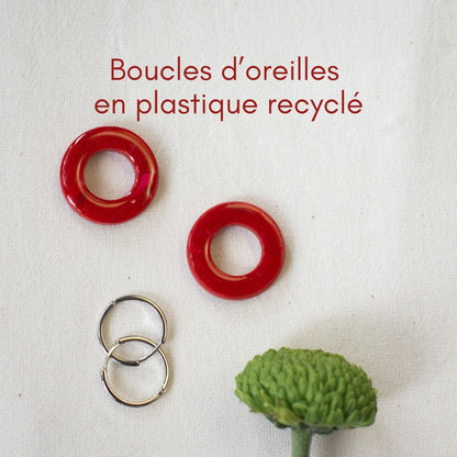 Creolen aus recyceltem Kunststoff – rot
