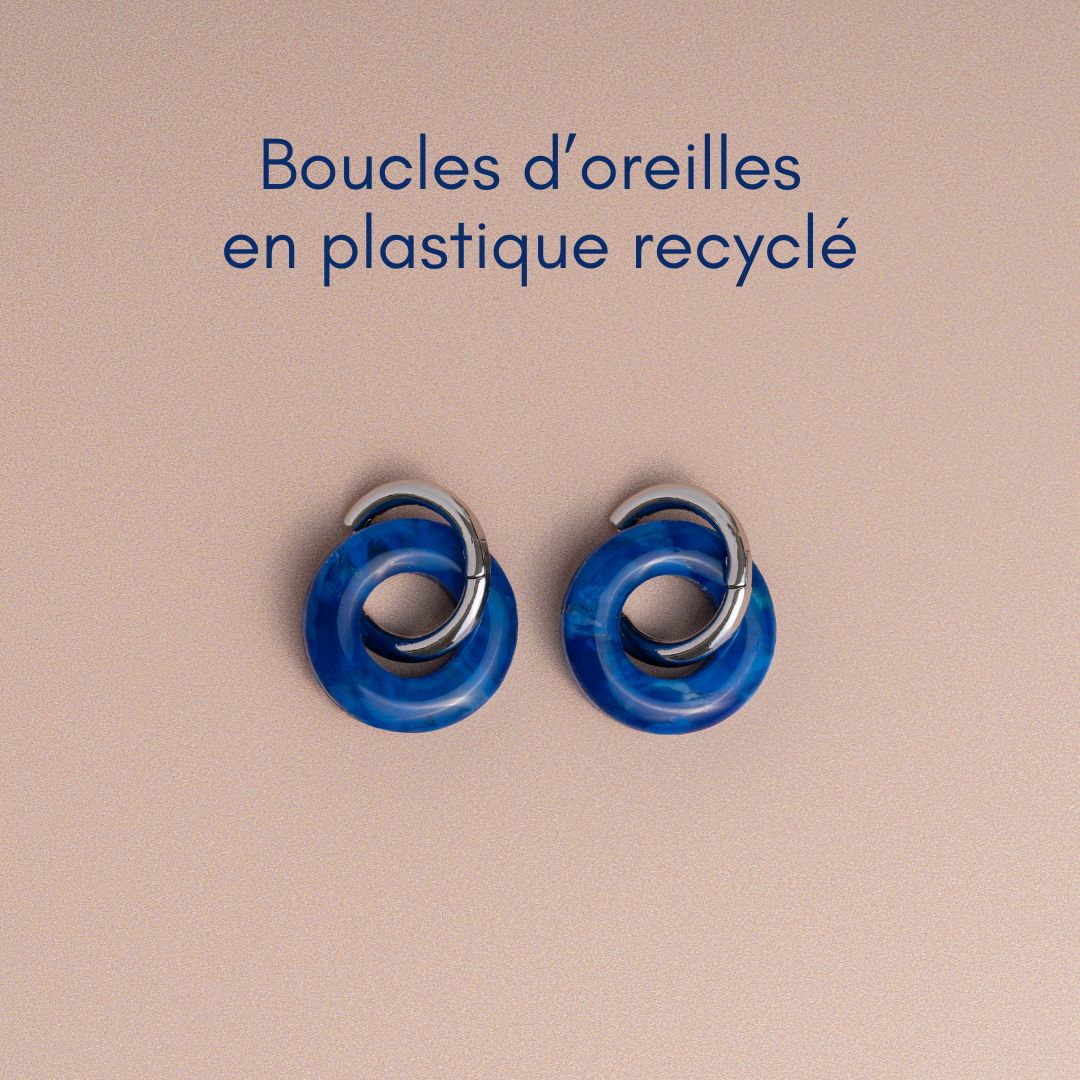 Creolen aus recyceltem Kunststoff – blau