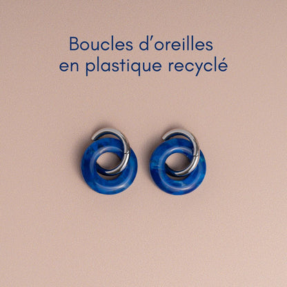 Creolen aus recyceltem Kunststoff – blau