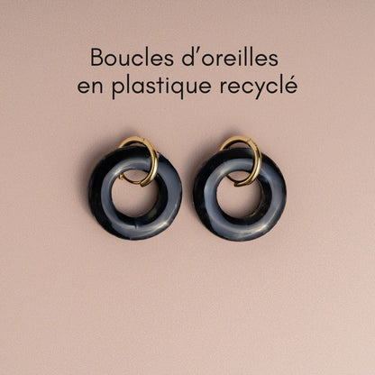 Creolen aus recyceltem Kunststoff – schwarz