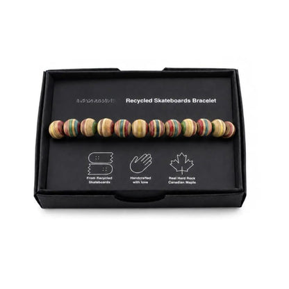 Bracelet rouge en skateboard recyclé – bracelet en perles de bois