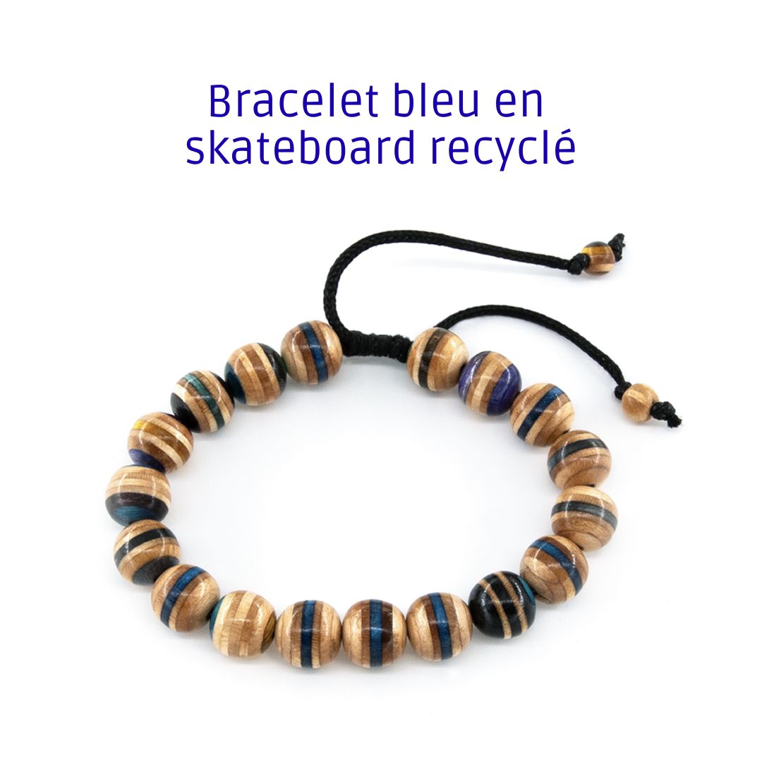 Red Recycled Skateboard Bracelet – Handmade Wood Bead Bracelet