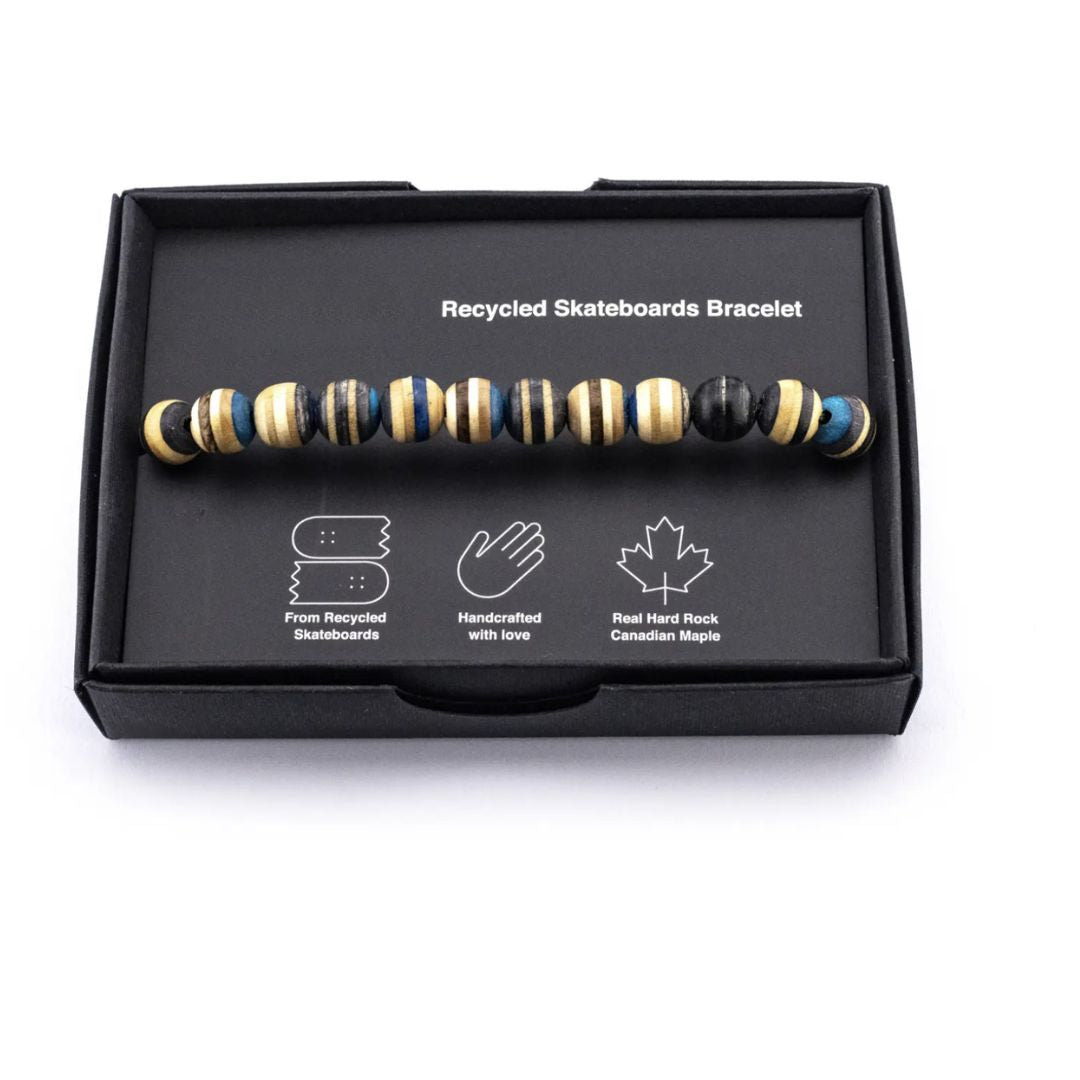 Red Recycled Skateboard Bracelet – Handmade Wood Bead Bracelet