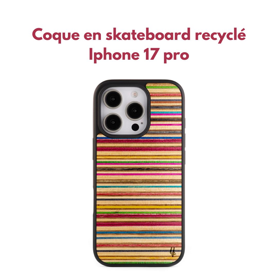Coque rose en skateboard recyclé – iPhone 17 Pro