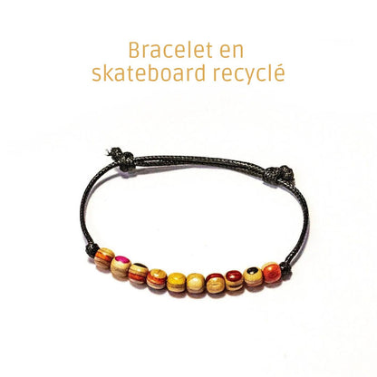 Bracelet minimal en skateboard recyclé – bracelet en perles de bois