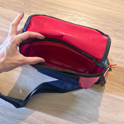 Red Recycled Truck Tarp Handbag – 3-Way Convertible Bag
