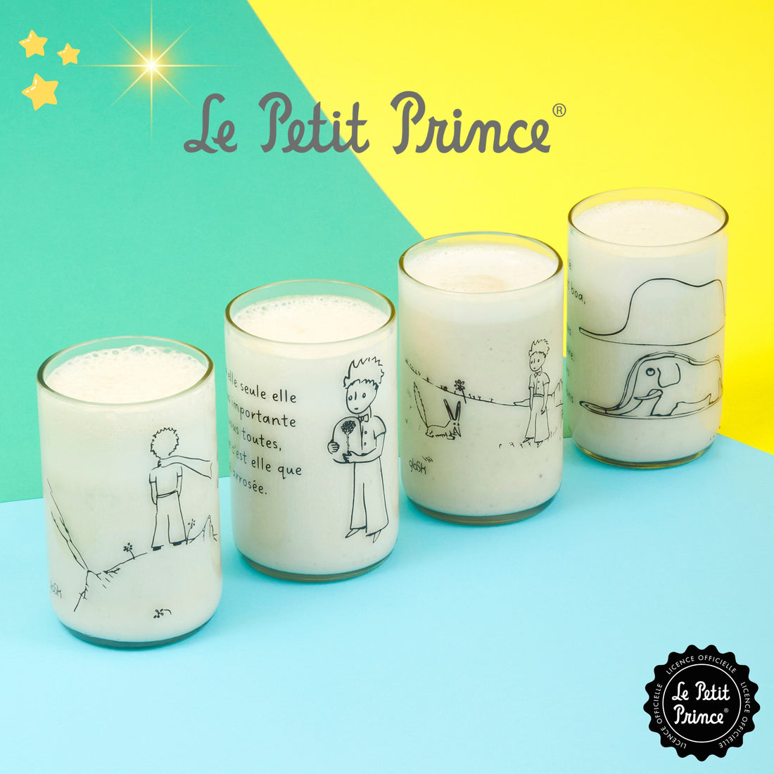 The Little Prince - Set of 4 transparent glasses
