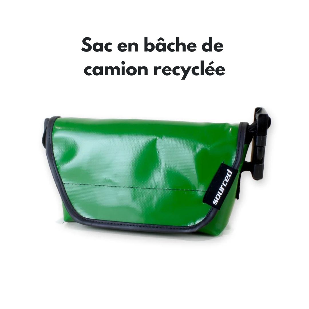 Sac vert en bâche de camion recyclée – sac convertible 3-en-1