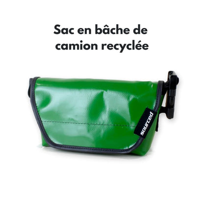 Sac vert en bâche de camion recyclée – sac convertible 3-en-1